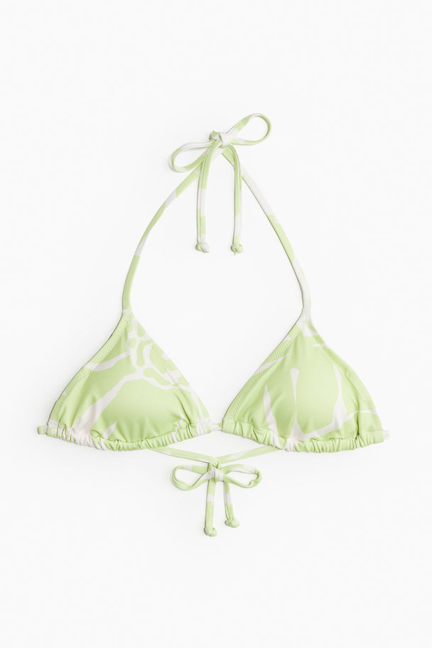 H&M Padded Triangle Bikini Top Lime Green/floral