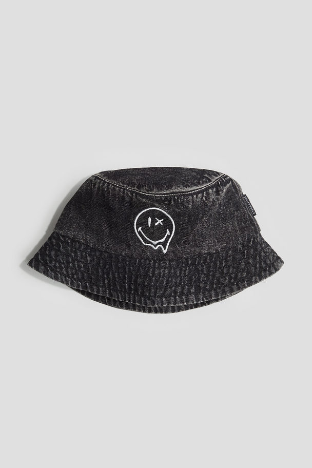 H&M Bucket Hat mit Stickerei Dunkelgrau/SmileyWorld®