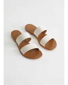 Duo Strap Leather Sandals White