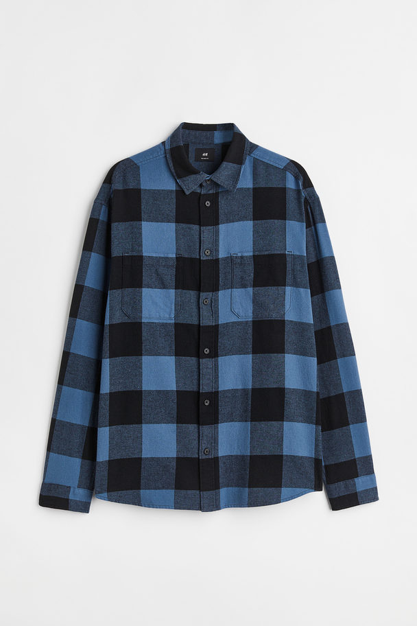 H&M Relaxed Fit Twill Shirt Dark Blue