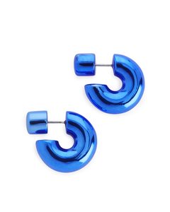 Chunky Hoop Earrings Bright Blue