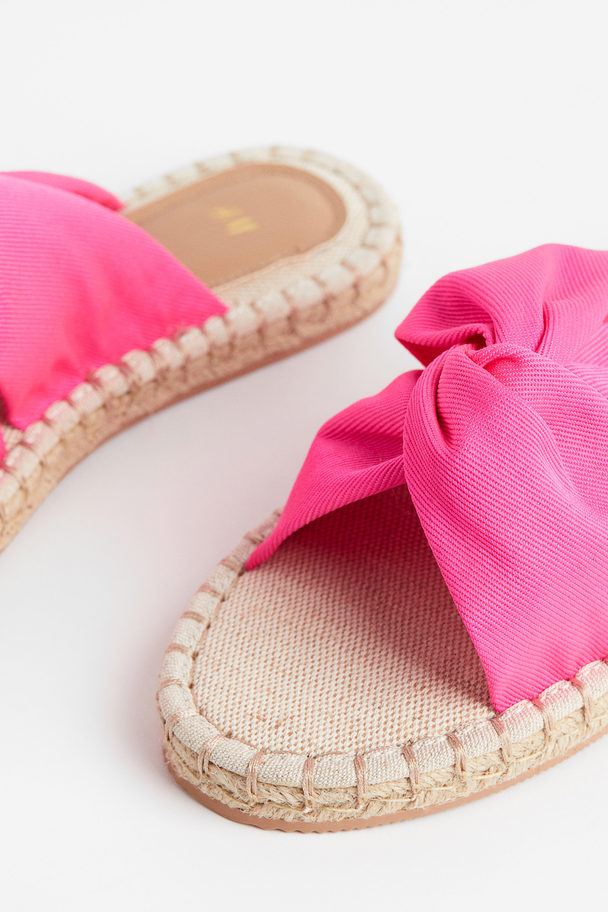 H&M Knot-detail Espadrille Slides Bright Pink