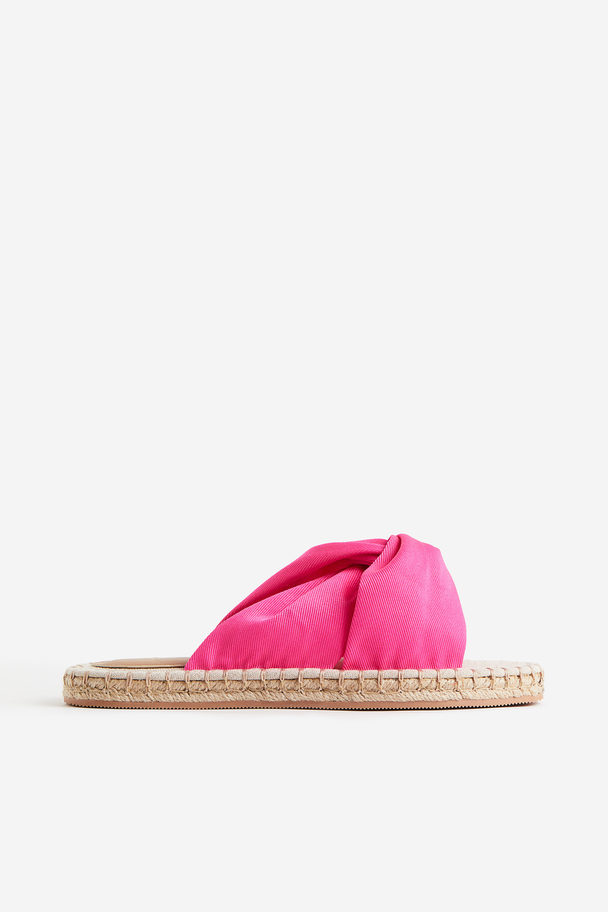 H&M Knot-detail Espadrille Slides Bright Pink
