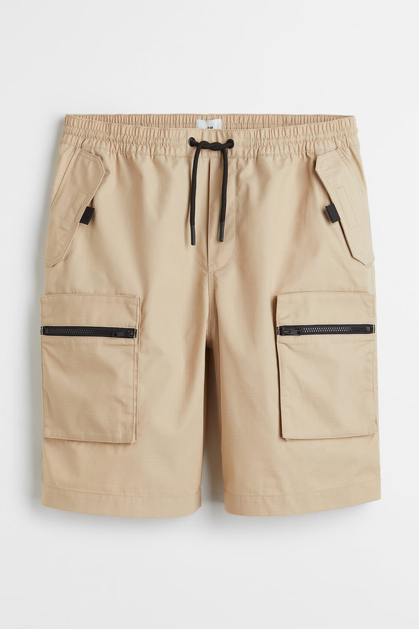 H&M Cargoshorts aus Ripstop Relaxed Fit Hellbeige