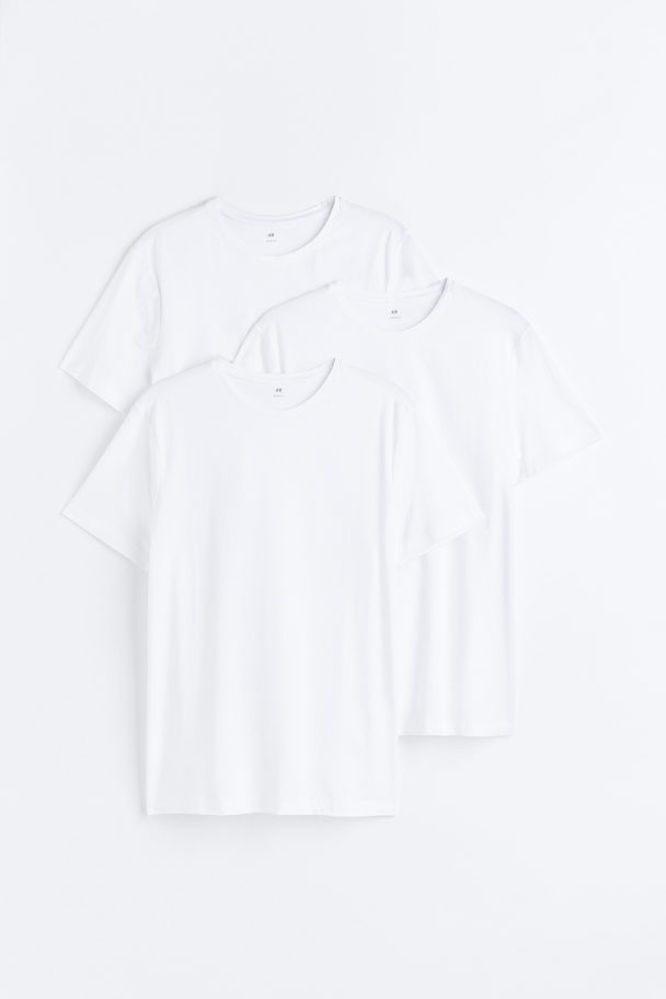 H&M 3er-Pack T-Shirts in Slim Fit Weiß