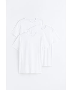 3er-Pack T-Shirts in Slim Fit Weiß