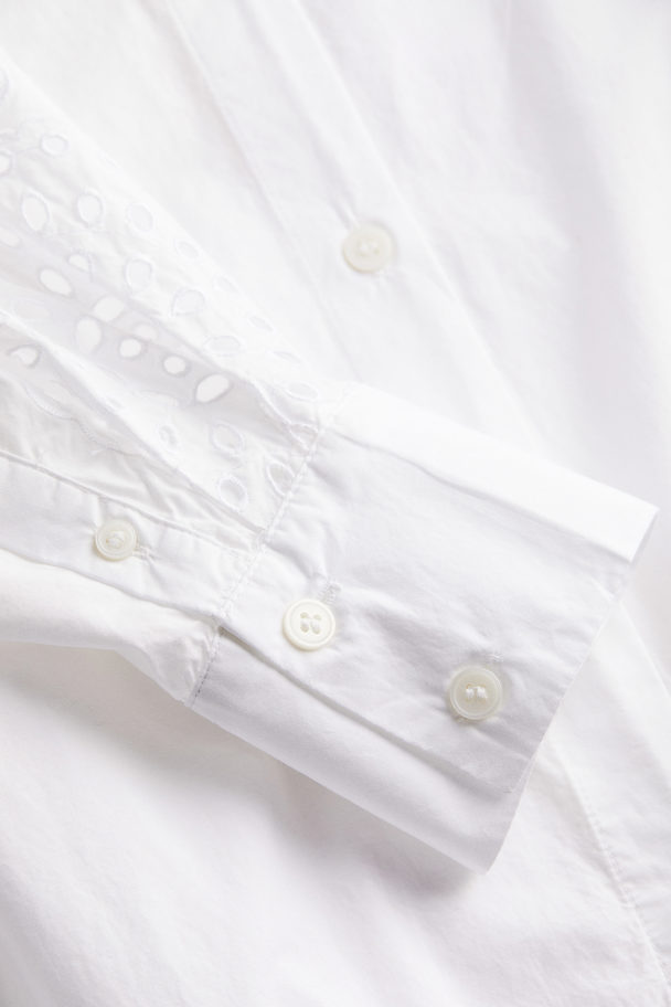 H&M Broderie Anglaise Shirt Dress White