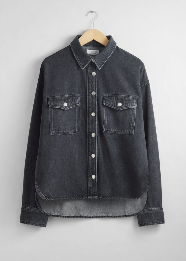 & Other Stories Relaxed Denim Shirt Black