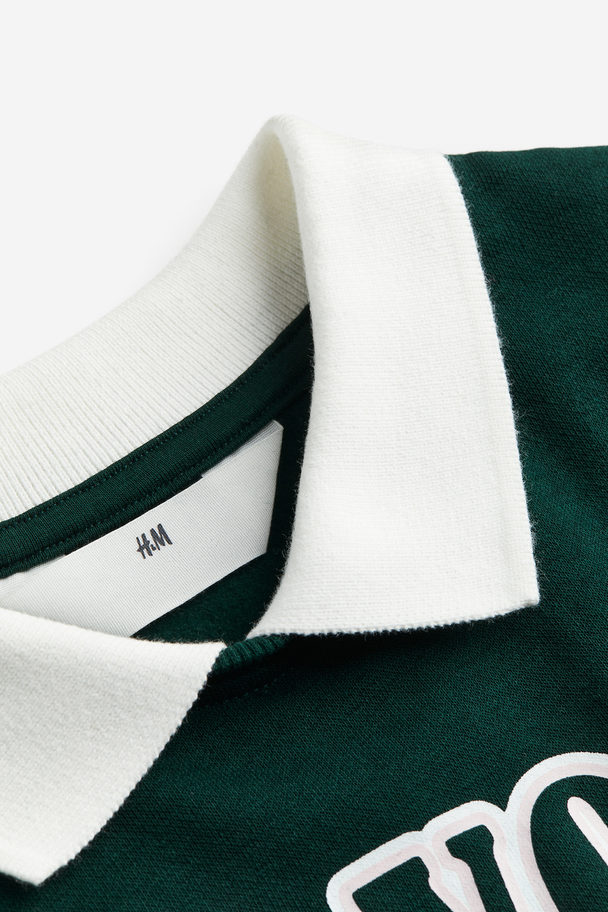 H&M Oversized Sweatshirt Dark Green/new York