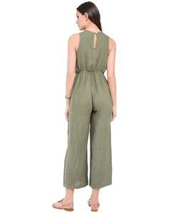 Fake Heart-cache Jumpsuit With Back Opening And Pockets
