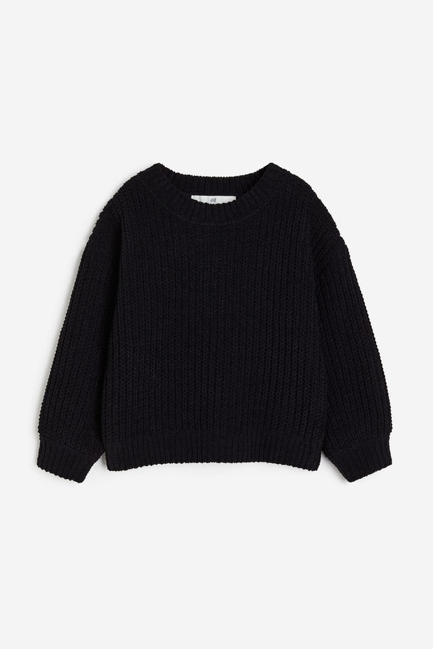 H&M Knitted Chenille Jumper Black