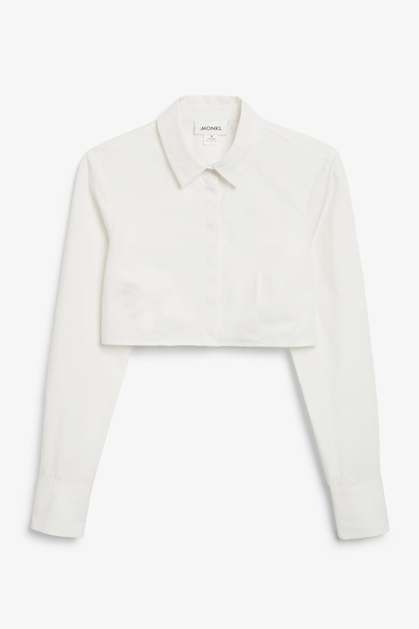 Monki White Cropped Button Up Shirt White