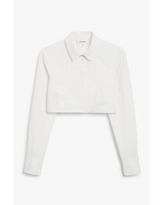 Hvid Kort Skjorte Med Knapper Hvid