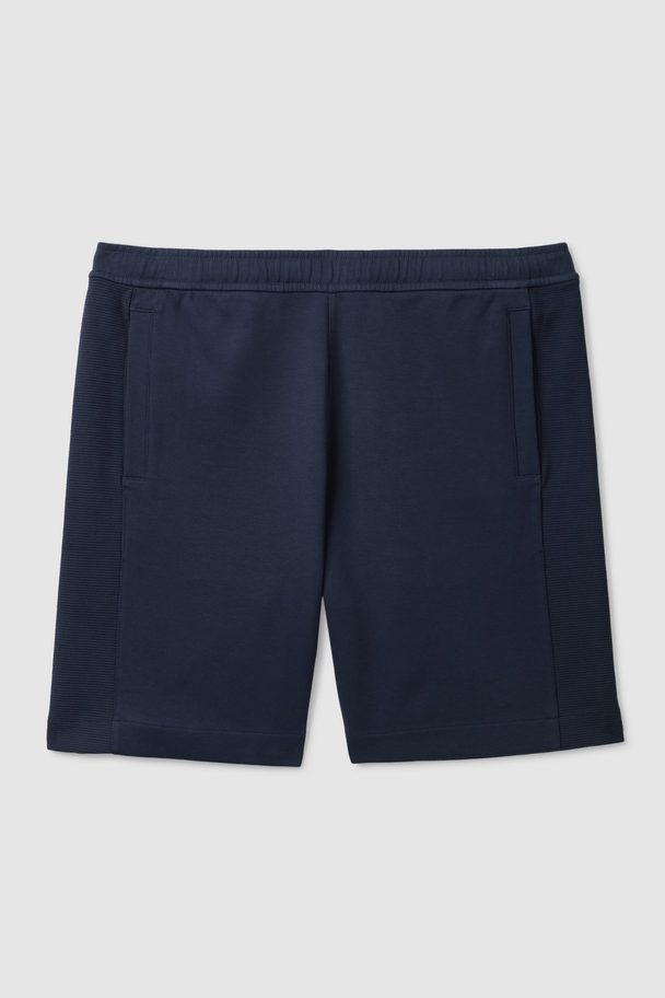 COS Relaxed-fit Waffle Panel Shorts Dark Navy