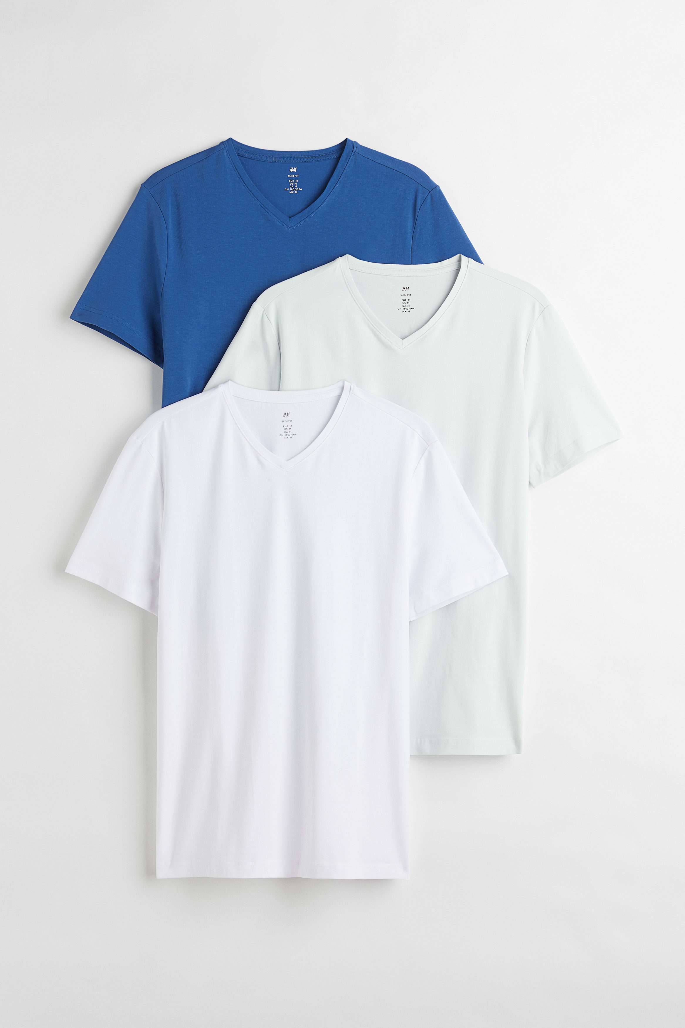 Fit V-neck White/turquoise/blue Multicolour | Afound.com