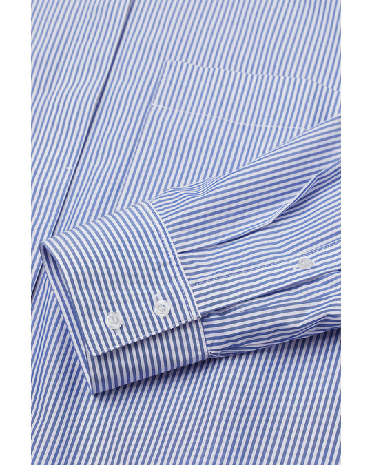H&M Long Cotton Shirt Blue