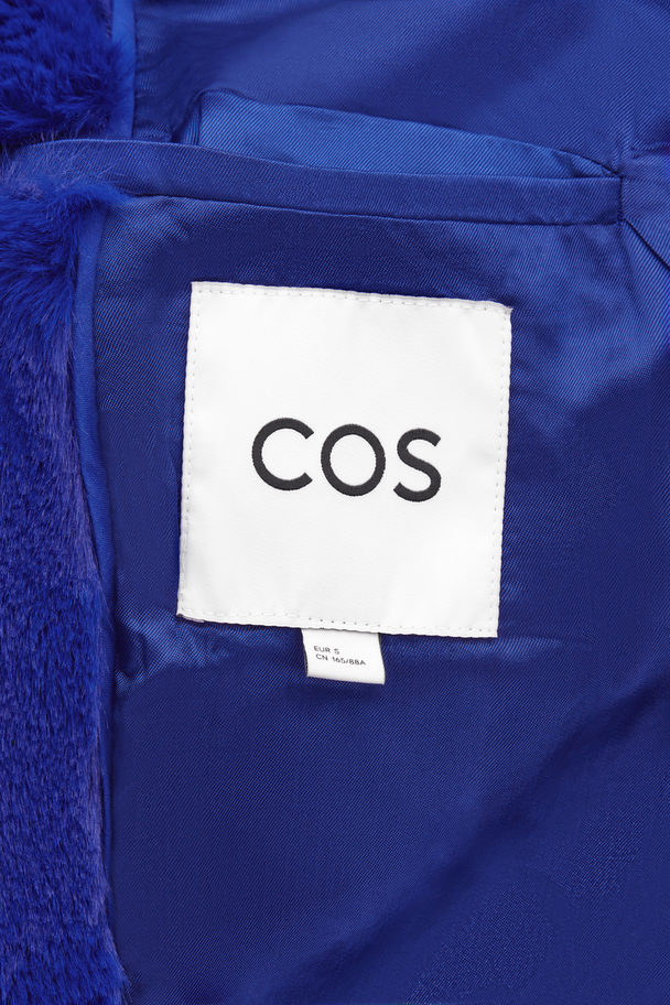 COS Belted Faux Fur Coat Bright Blue