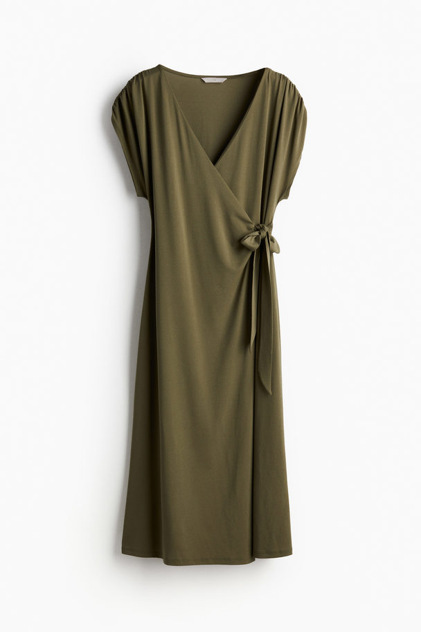 H&M Slå Om-kjole I Jersey Mørk Kakigrøn