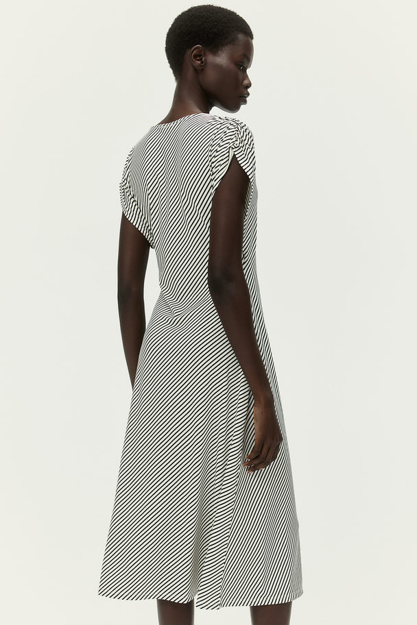 H&M Slå Om-kjole I Jersey Hvid/sortstribet