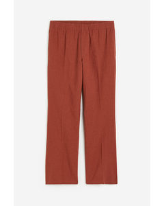 Loose Fit Linen-blend Trousers Rust Brown