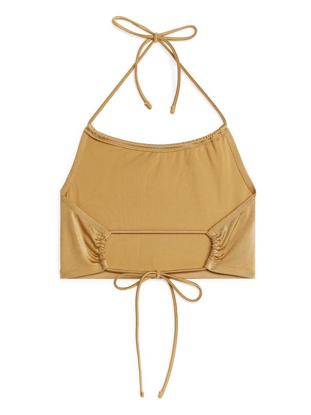 ARKET Halterneck Bikini Top Gold