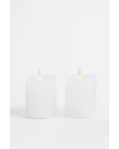 2-pack Led Pillar Candles White