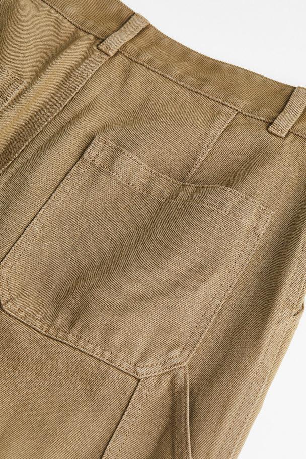 H&M Wide Cargo Trousers Dark Beige