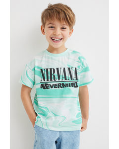 Printed T-shirt Turquoise/nirvana