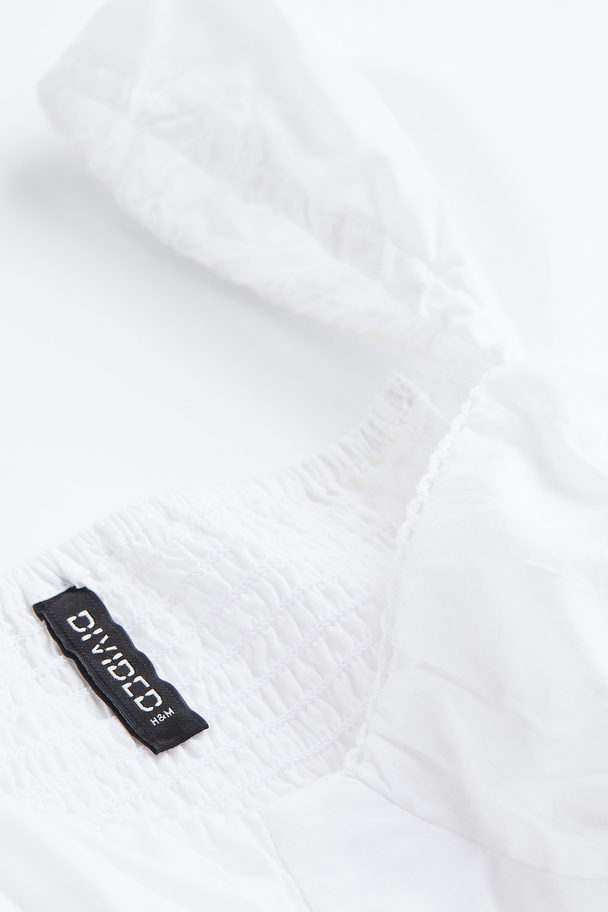 H&M Bluse I Poplin Med Snøring Hvid