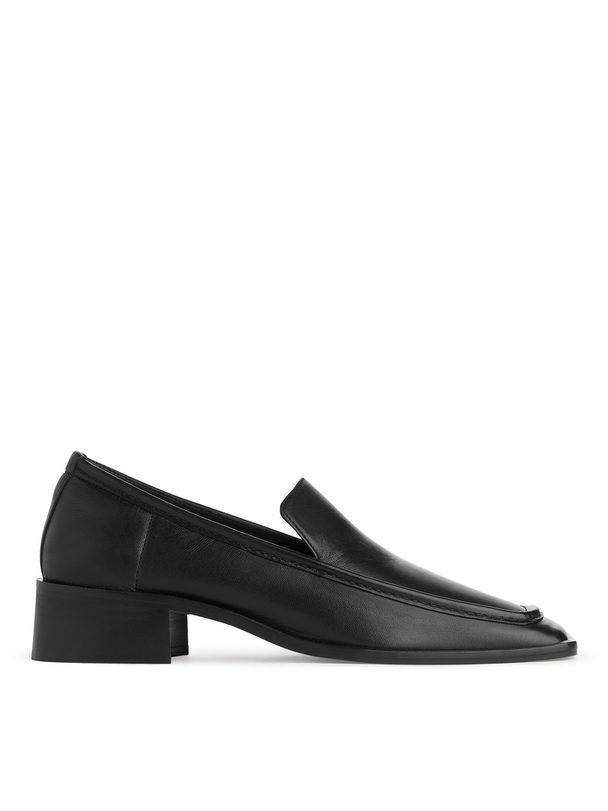 ARKET Square-toe Leather Loafers Black