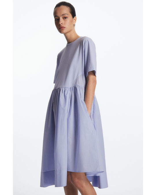 COS A-line Contrast Skirt Dress Light Blue