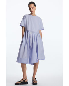 A-line Contrast Skirt Dress Light Blue