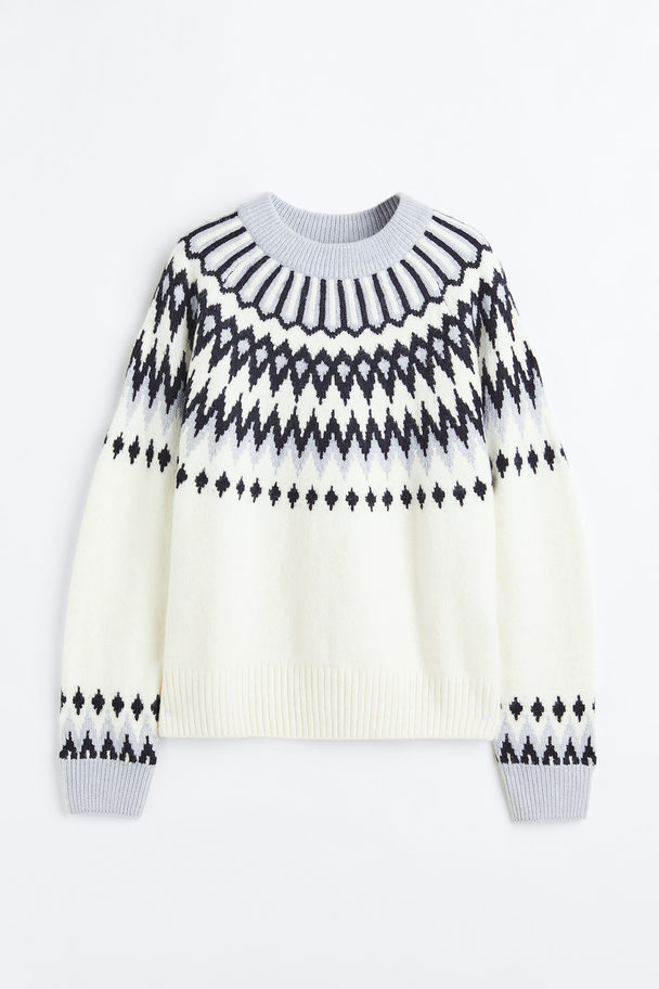 H&M Jacquard-knit Jumper Cream/patterned