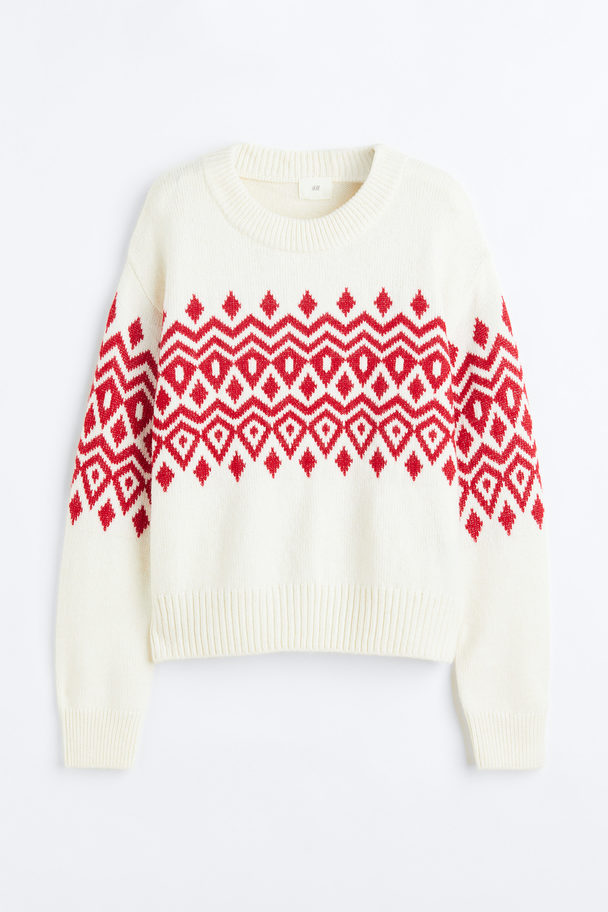 H&M Jacquard-knit Jumper Cream/patterned