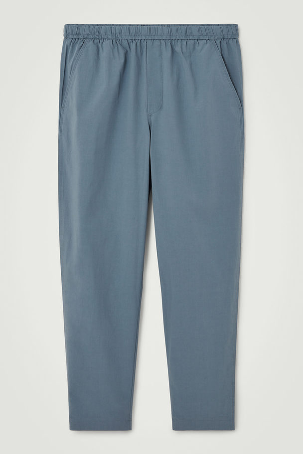 COS Tapered Poplin Pull-on Trousers Blue