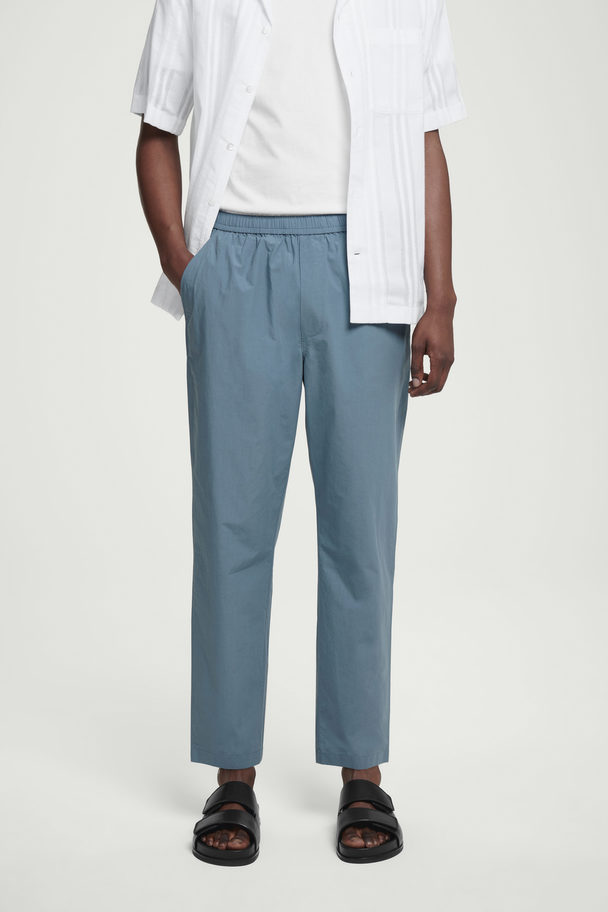 COS Tapered Poplin Pull-on Trousers Blue