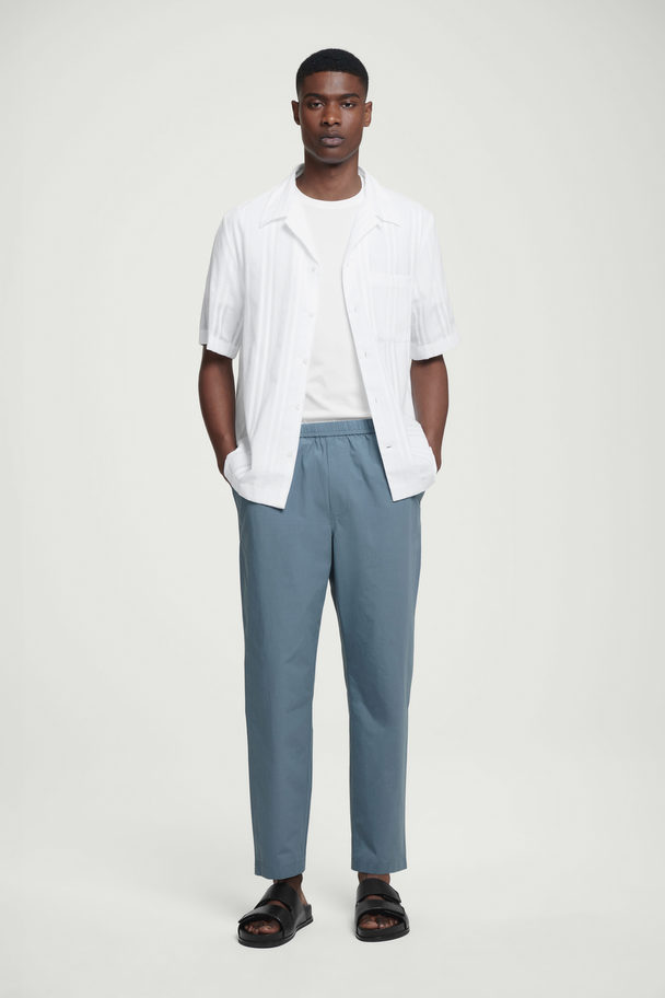 COS Tapered Poplin Pull-on Trousers Blue