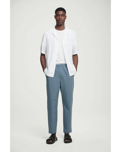 Tapered Poplin Pull-on Trousers Blue