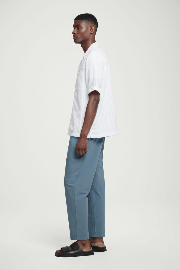 COS Tapered Poplin Pull-on Trousers Blue