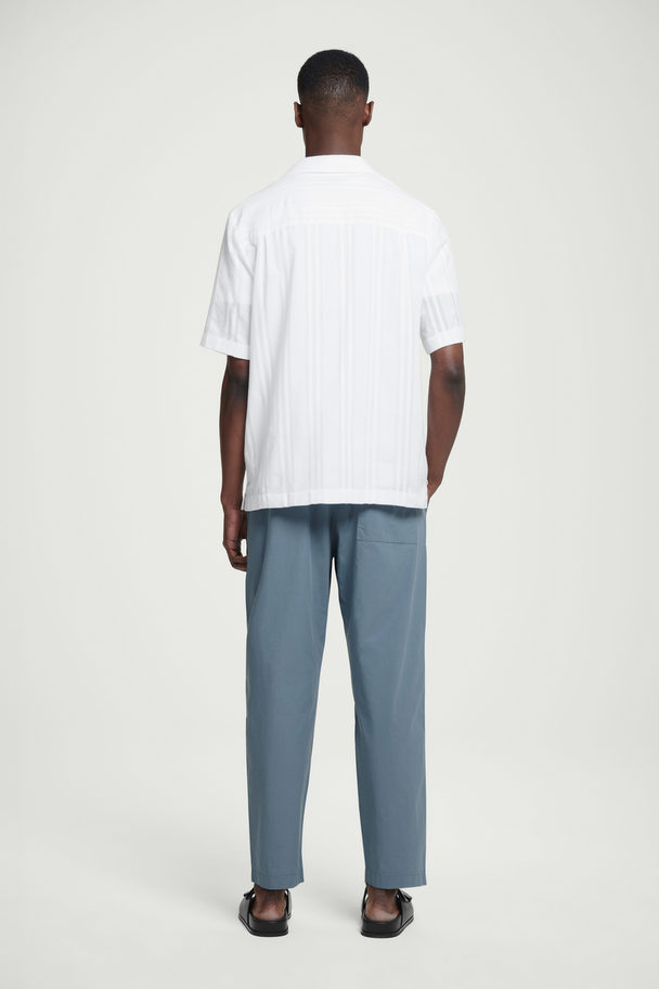 COS Tapered Poplin Pull-on Trousers Blue