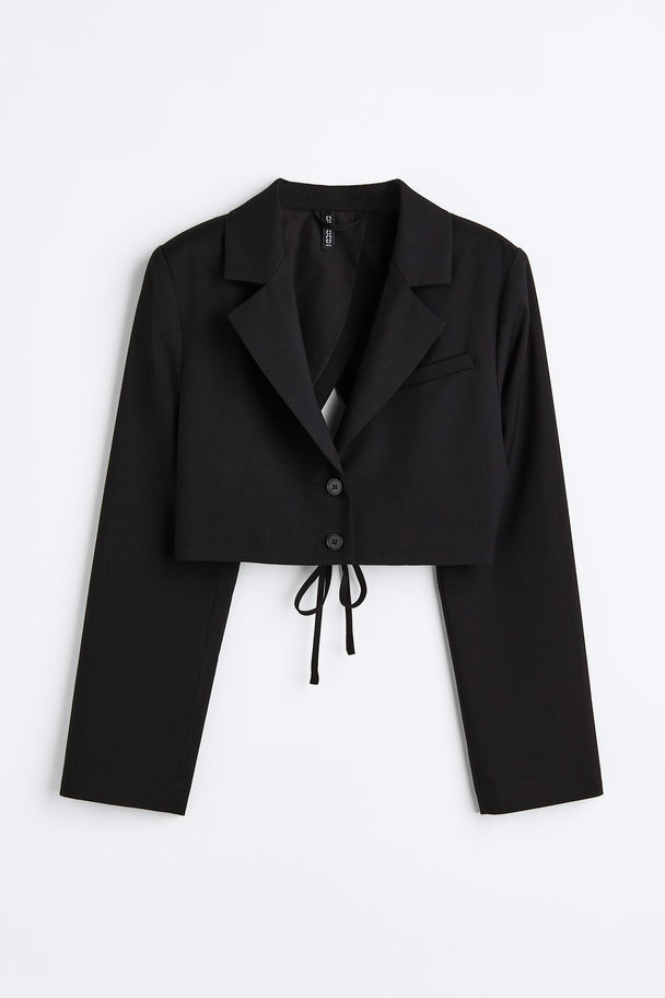 H&M Tie-detail Cropped Blazer Black