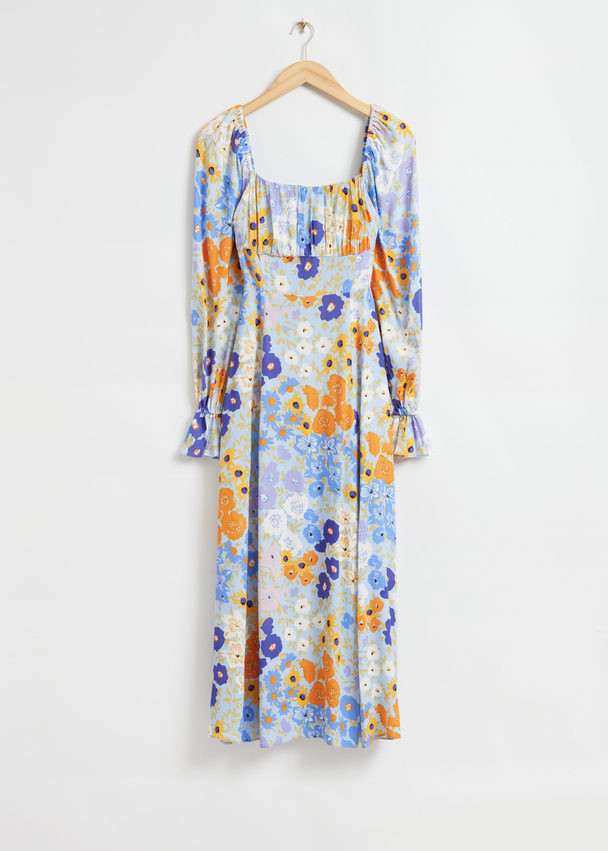 & Other Stories Relaxed Double-puff Sleeve Dress Multi Floral Print