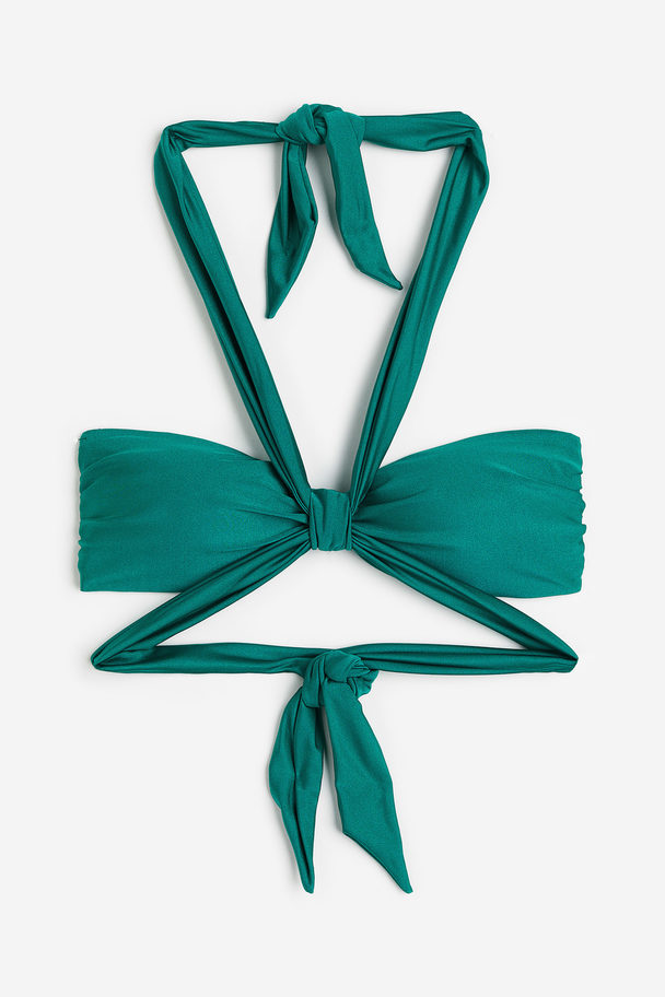 H&M Wattiertes Bandeau-Bikinitop Grün