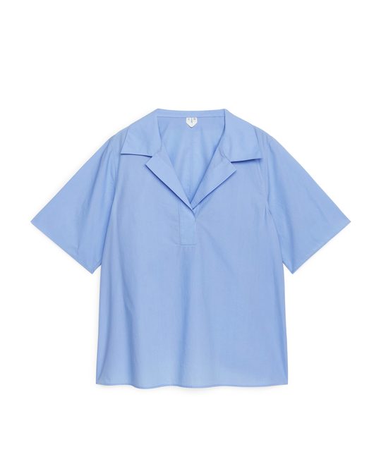 Arket Pop-over Poplin Shirt Light Blue