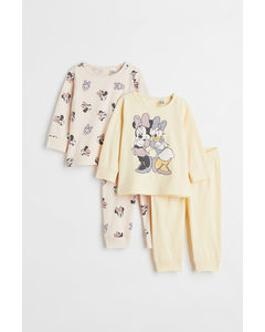 2-pack Jersey Pyjamas Light Yellow/minnie Mouse