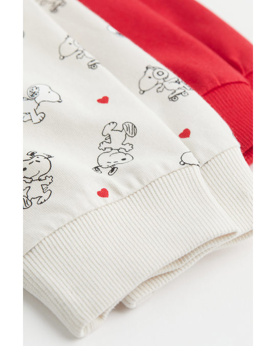 H&M 2-pack Jersey Pyjamas Natural White/snoopy