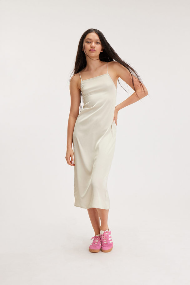 Monki Square Neck Midi Slip Dress Off-white