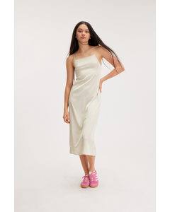 Square Neck Midi Slip Dress Off-white