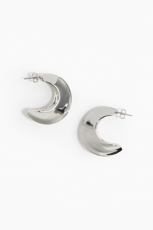 H&M Point-edge Hoop Earrings Silver-coloured