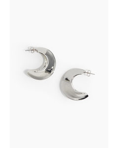 Point-edge Hoop Earrings Silver-coloured